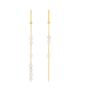 Boucles d'oreilles or 375 jaune pendantes 10 perles de culture