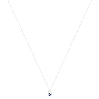 Collier or 375 blanc saphir et diamants 45 cm