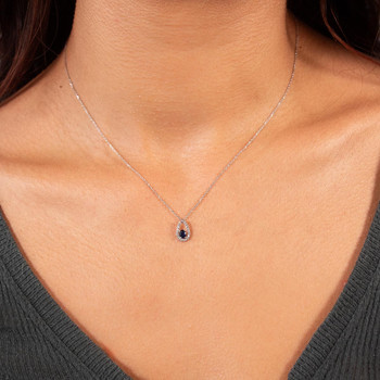 Collier or 375 blanc saphir et diamants 45 cm