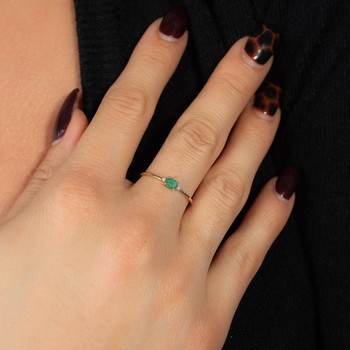 Bague or 375 jaune émeraude et diamants
