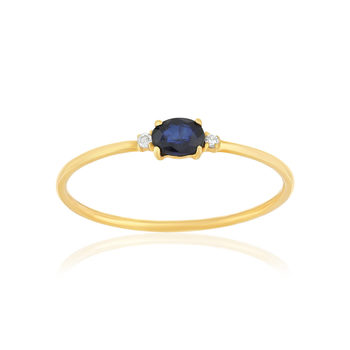 Bague or 375 jaune saphir et diamants