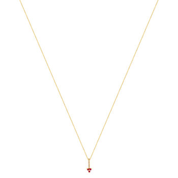 Collier or 375 jaune fleur rubis et diamants 45 cm