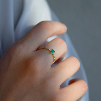 Bague or 375 jaune émeraude