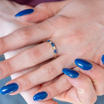 Bague or 375 jaune saphirs et zirconias