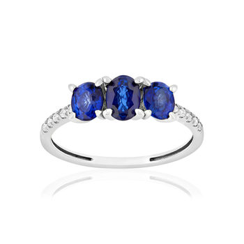 Bague or 750 blanc saphirs diamants