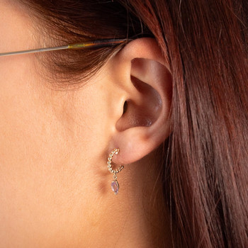 Boucles d'oreilles or 375 jaune améthystes