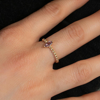 Bague or 375 jaune améthyste