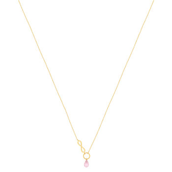Collier or 375 jaune infini zirconia rose 43 cm