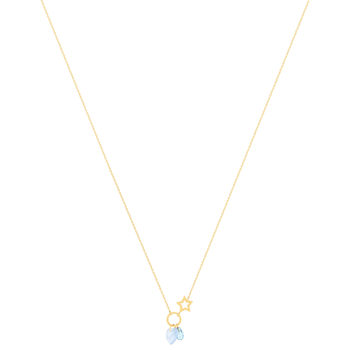 Collier or 375 jaune étoile et zirconias bleus 45cm