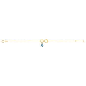 Bracelet or 375 jaune coeur et zirconia bleu