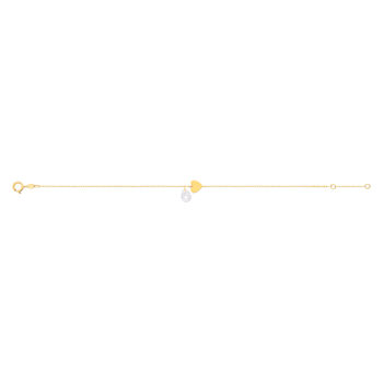 Bracelet or 375 jaune coeur et zirconia