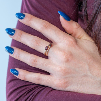 Bague or 375 jaune 2 grenats