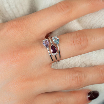 Bague or 375 blanc pierres fines