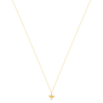 Collier or 375 jaune libellule et zirconias 45 cm