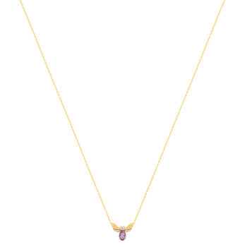 Collier or 375 jaune améthyste  et zirconias 45 cm