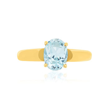 Bague or 375 jaune topaze bleue traitée