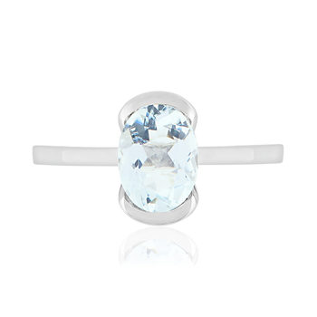Bague or 375 blanc aigue marine