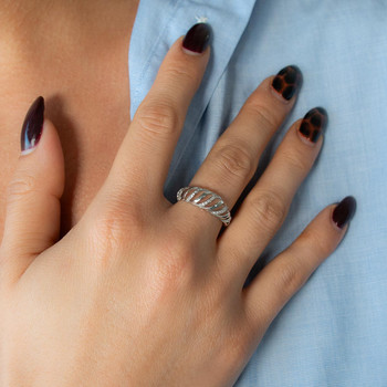 Bague or 375 blanc diamants