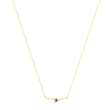 Collier or 375 jaune coeur saphirs et diamants 45cm