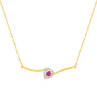 Collier or 375 jaune coeur rubis et diamants 45cm