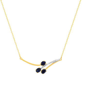 Collier or 375 jaune saphirs et diamants 45cm