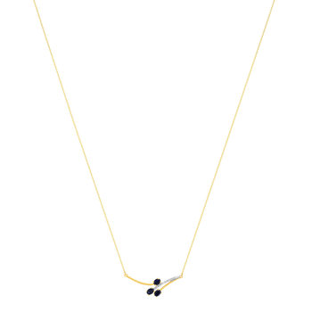 Collier or 375 jaune saphirs et diamants 45cm