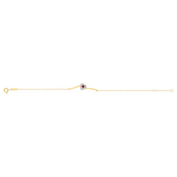 Bracelet or 375 jaune coeur rubis et diamants 18cm