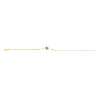 Bracelet or 375 2tons coeur émeraude et diamants 18cm