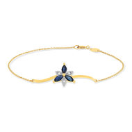 Bracelet or 375 2tons fleur saphirs et diamants 18cm