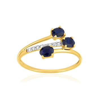 Bague or 375 2 tons saphirs et diamants