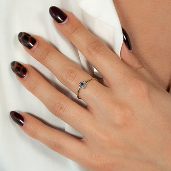 Bague or 375 2 tons coeur saphir et diamants