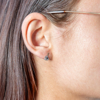 Boucles d'oreilles or 375 jaune coeur saphir et diamants