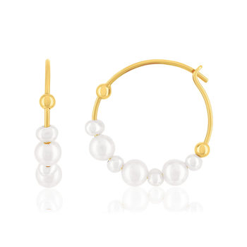 Créoles or 375 jaune perles d'eau douce