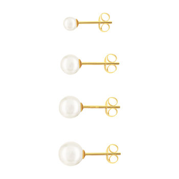Lot de 4 boucles d'oreilles or 375 jaune perles de culture de Chine