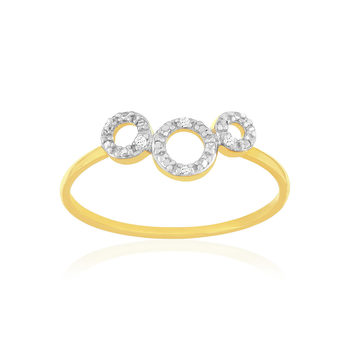 Bague or 375 jaune ronds diamants