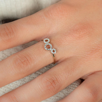 Bague or 375 jaune ronds diamants
