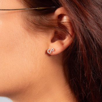 Boucles d'oreilles or 375 jaune ronds diamants