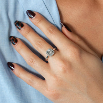 Bague or 375 blanc diamants