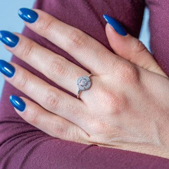 Bague or 375 blanc diamants