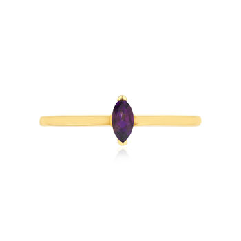 Bague or 375 jaune améthyste