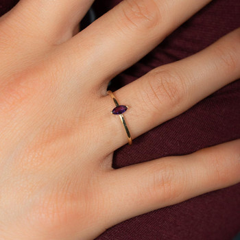 Bague or 375 jaune améthyste