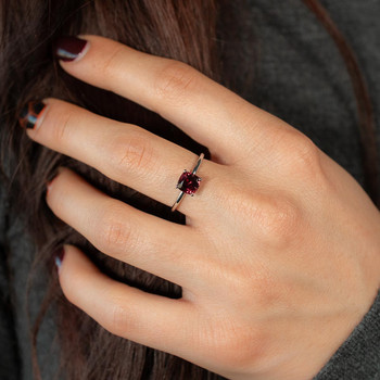 Bague or 375 blanc grenat