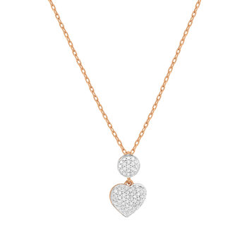 Collier or 375 rose coeur diamants 42 cm