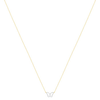 Collier or 375 2 tons papillon diamants 42 cm