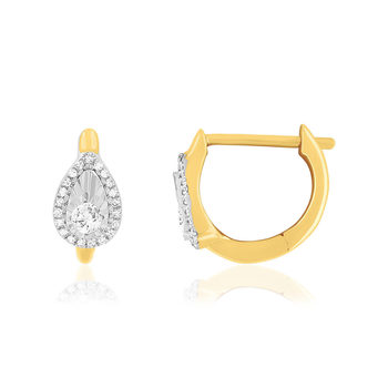 Gold earrings 375 yellow diamonds 15mm