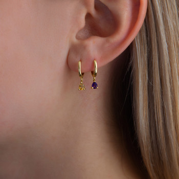 Créoles or 375 jaune améthystes