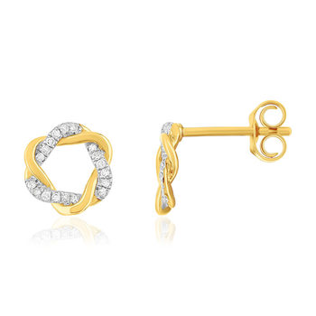 Boucles d'oreilles or 375 2 tons diamants