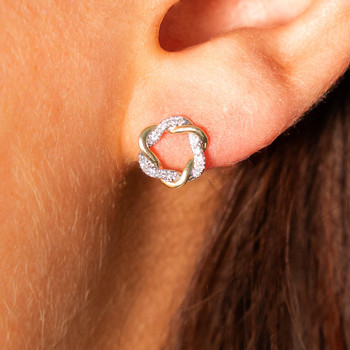 Boucles d'oreilles or 375 2 tons diamants