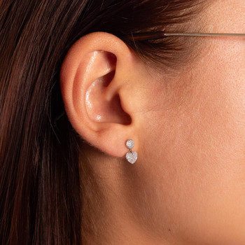 Boucles d'oreilles or 375 rose coeur diamants