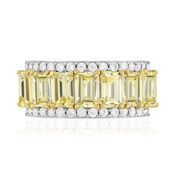 Bague argent 925 zirconias jaune et blanc
